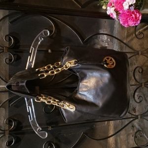 Michael Kors black soft leather hobo